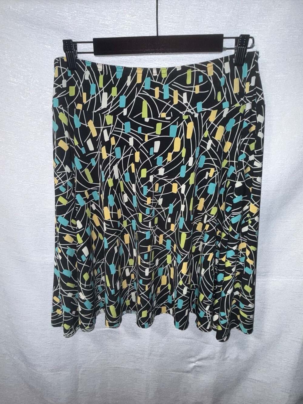 Briggs New York Black Multi Geometric Abstract Pattern A-Line Skirt Medium